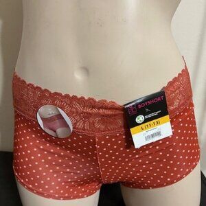 No Boundaries Lace Trim Polka Dot Boy Short Panties Size L NWT